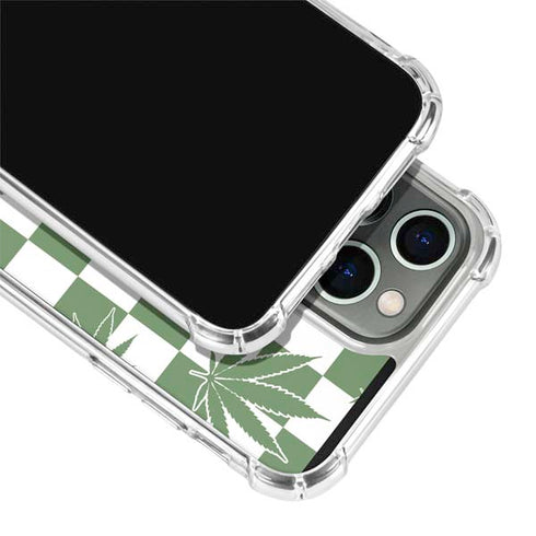 Marijuana Green Checkered iPhone 14 Pro Clear Case