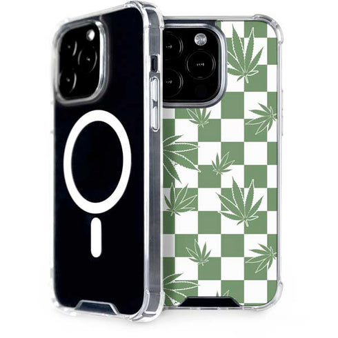 Marijuana Green Checkered iPhone 15 Pro MagSafe Case