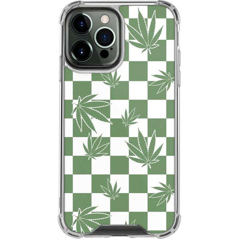 Marijuana Green Checkered iPhone 15 Pro Max Clear Case