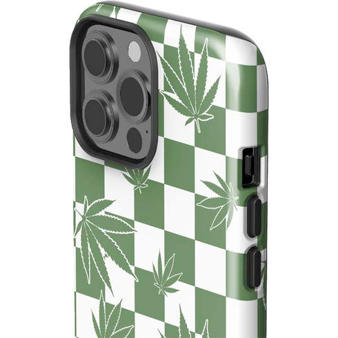 Marijuana Green Checkered iPhone 15 Pro Max Impact Case