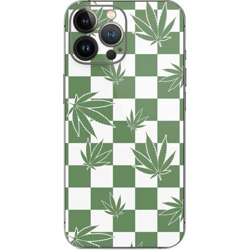 Marijuana Green Checkered iPhone 14 Pro Max Skin