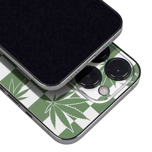 Marijuana Green Checkered iPhone 14 Pro Skin