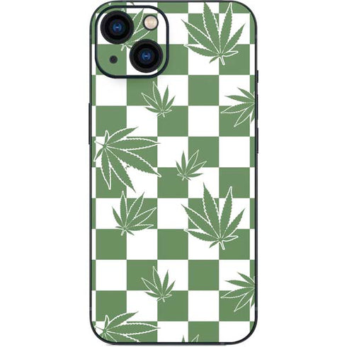 Marijuana Green Checkered iPhone 14 Skin