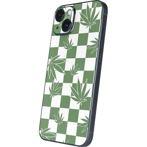 Marijuana Green Checkered iPhone 14 Skin