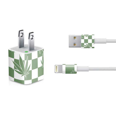 Marijuana Green Checkered iPhone Charger (5W USB) Skin