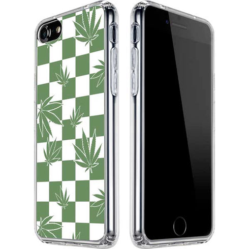 Marijuana Green Checkered iPhone SE (2nd & 3rd Gen) Clear Case