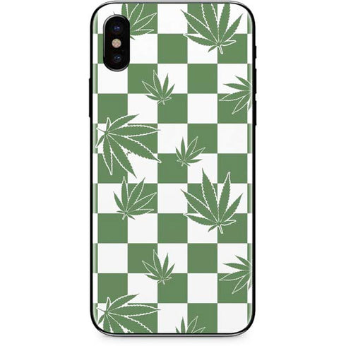 Marijuana Green Checkered iPhone X Skin
