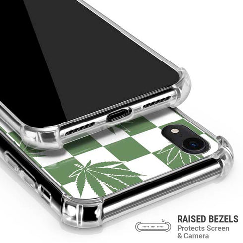 Marijuana Green Checkered iPhone XR Clear Case