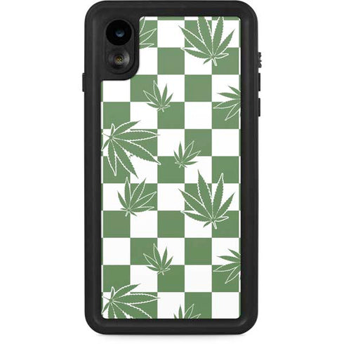 Marijuana Green Checkered iPhone XR Waterproof Case