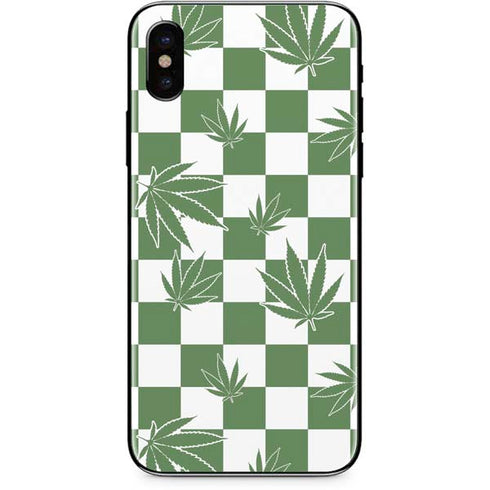 Marijuana Green Checkered iPhone XS Skin
