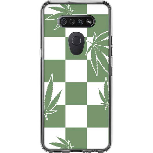 Marijuana Green Checkered LG K51/Q51 Clear Case