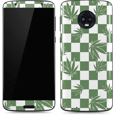 Marijuana Green Checkered Moto G6 Skin