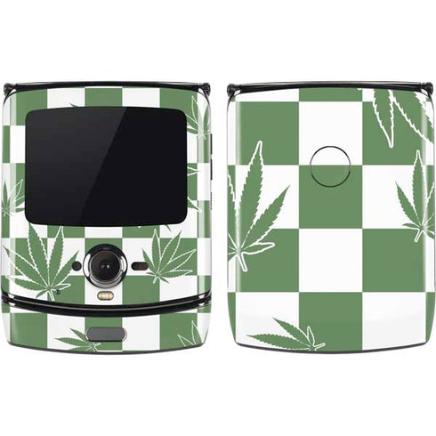 Marijuana Green Checkered Motorola RAZR Skin
