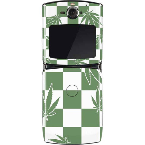 Marijuana Green Checkered Motorola RAZR Skin