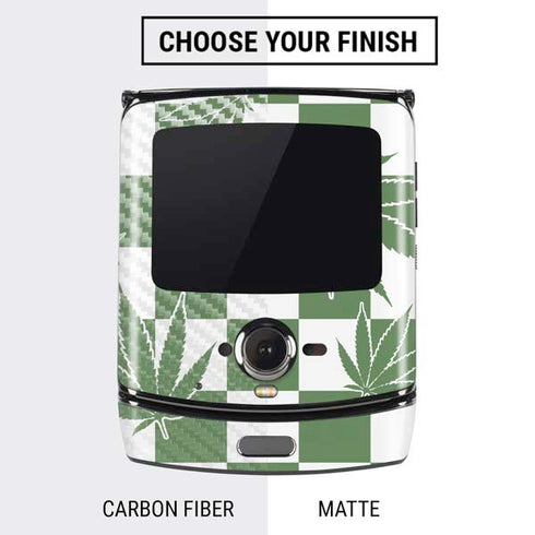 Marijuana Green Checkered Motorola RAZR Skin