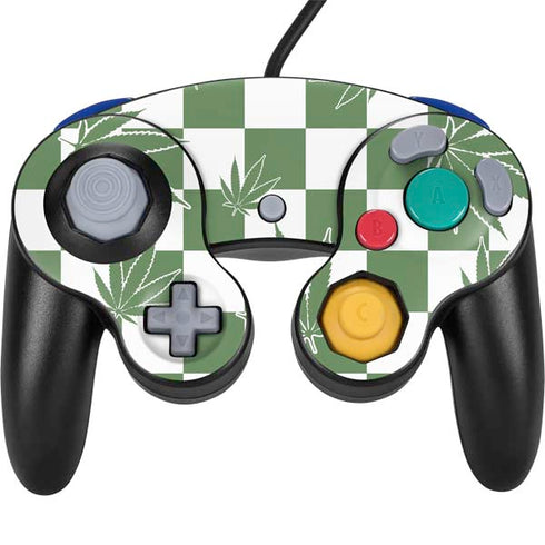 Marijuana Green Checkered Nintendo GameCube Controller Skin
