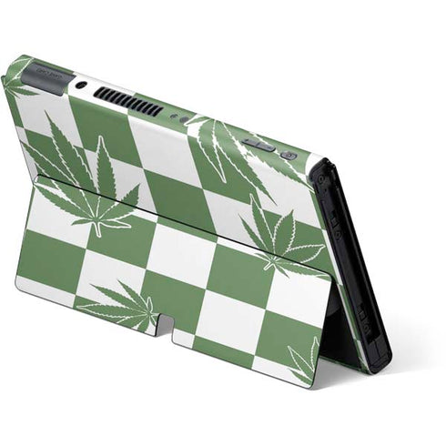 Marijuana Green Checkered Nintendo Switch OLED (2021) Skin