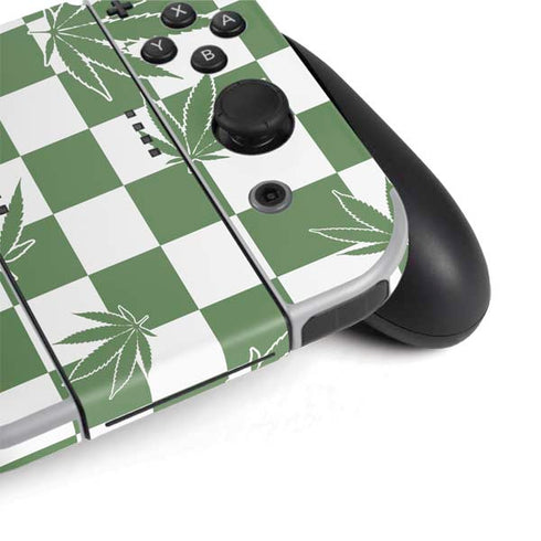 Marijuana Green Checkered Nintendo Switch OLED (2021) Skin