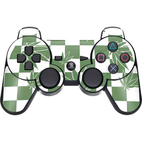 Marijuana Green Checkered PS3 Dual Shock wireless controller Skin