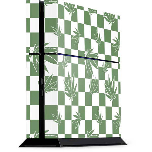 Marijuana Green Checkered PS4 Console Skin
