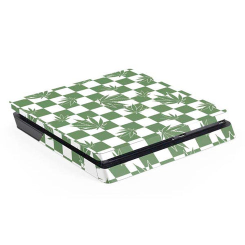 Marijuana Green Checkered PS4 Slim Skin