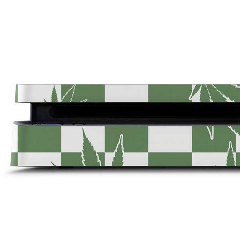 Marijuana Green Checkered PS4 Slim Skin