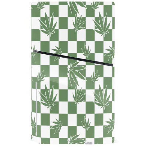 Marijuana Green Checkered PS5 Slim Disk Bundle Skin