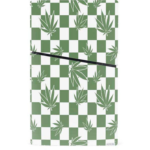 Marijuana Green Checkered PS5 Slim Digital Edition Console Skin