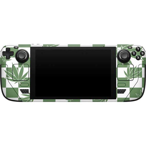 Marijuana Green Checkered Steam Deck Handheld Gaming Computer Skin