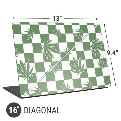 Marijuana Green Checkered Universal Laptop 16in (13 x 9.4in) Skin