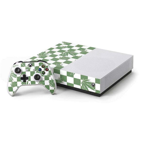 Marijuana Green Checkered Xbox One S All-Digital Edition Bundle Skin