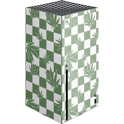 Marijuana Green Checkered Xbox Series X Console Skin