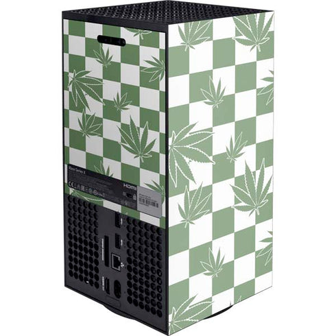 Marijuana Green Checkered Xbox Series X Console Skin