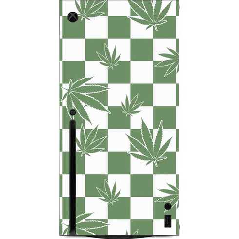 Marijuana Green Checkered Xbox Series X Console Skin