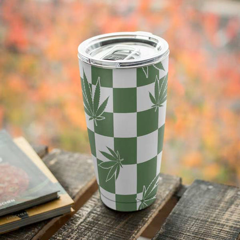 Marijuana Green Checkered Yeti 20oz Tumbler Skin