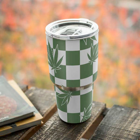 Marijuana Green Checkered Yeti 30oz Rambler Tumbler Skin