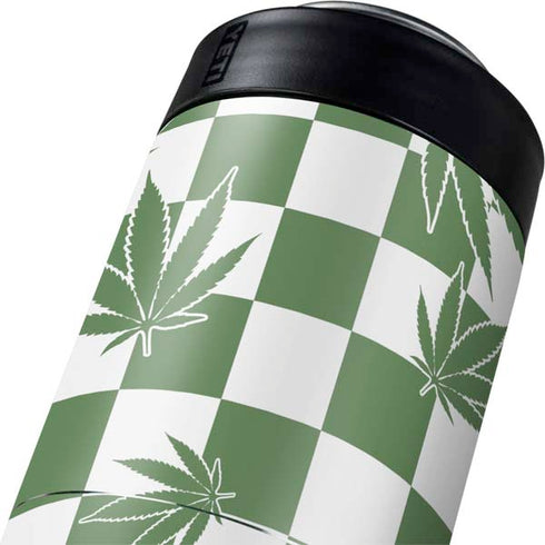 Marijuana Green Checkered Yeti Colster Can Insulator Skin