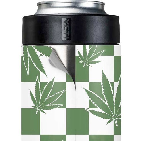Marijuana Green Checkered Yeti Colster Can Insulator Skin
