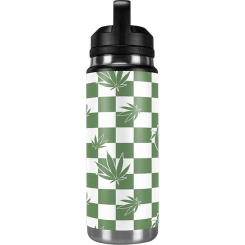 Marijuana Green Checkered YETI Rambler 26oz Bottle Skin