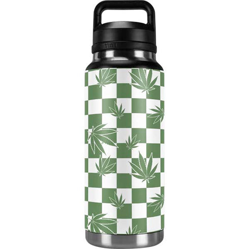 Marijuana Green Checkered YETI Rambler 36oz Bottle Skin
