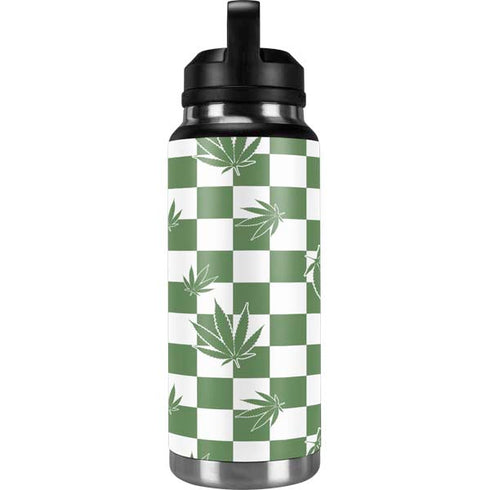 Marijuana Green Checkered YETI Rambler 36oz Bottle Skin