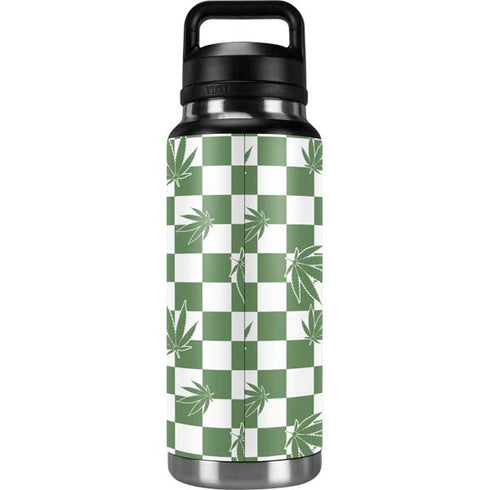 Marijuana Green Checkered YETI Rambler 36oz Bottle Skin