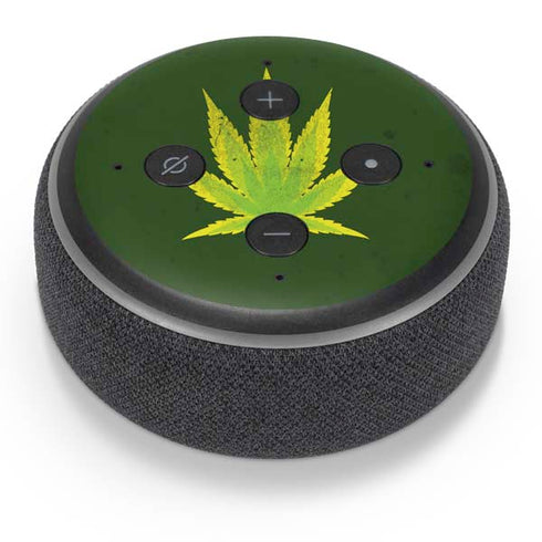 Marijuana Leaf Light Green Amazon Echo Dot Skin