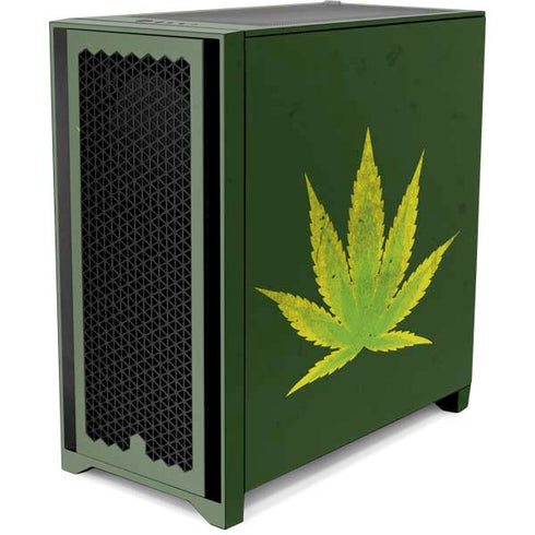 Marijuana Leaf Light Green Corsair 4000D Tempered Glass Mid-Tower ATX Case Skin