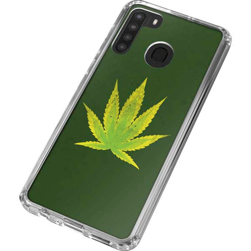 Marijuana Leaf Light Green Galaxy A21 Clear Case