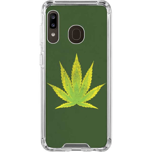 Marijuana Leaf Light Green Galaxy A30 Clear Case