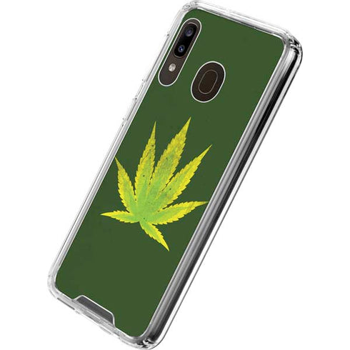 Marijuana Leaf Light Green Galaxy A30 Clear Case