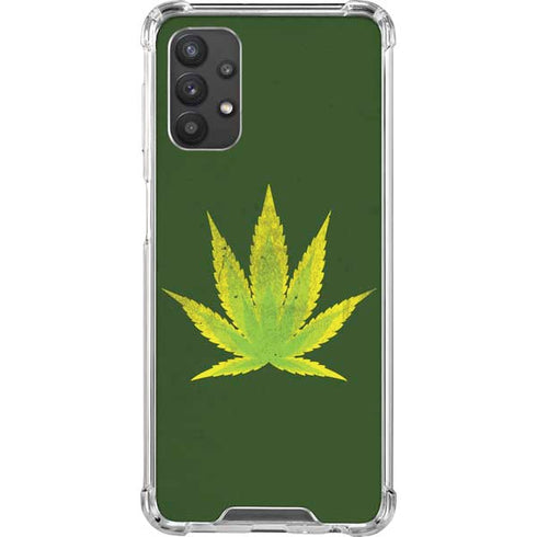 Marijuana Leaf Light Green Galaxy A32 5G Clear Case