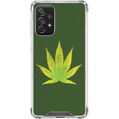 Marijuana Leaf Light Green Galaxy A72 5G Clear Case