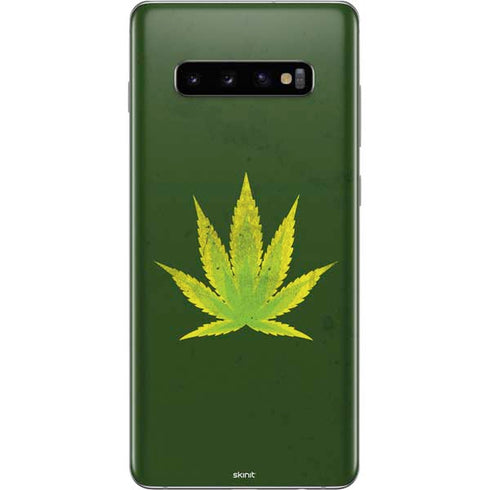 Marijuana Leaf Light Green Galaxy S10 Plus Skin